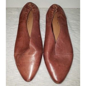 Chocolat Blu Giza Flats Sz 8 Brown Red Soft Leather Casual Slip On Ballet Shoes